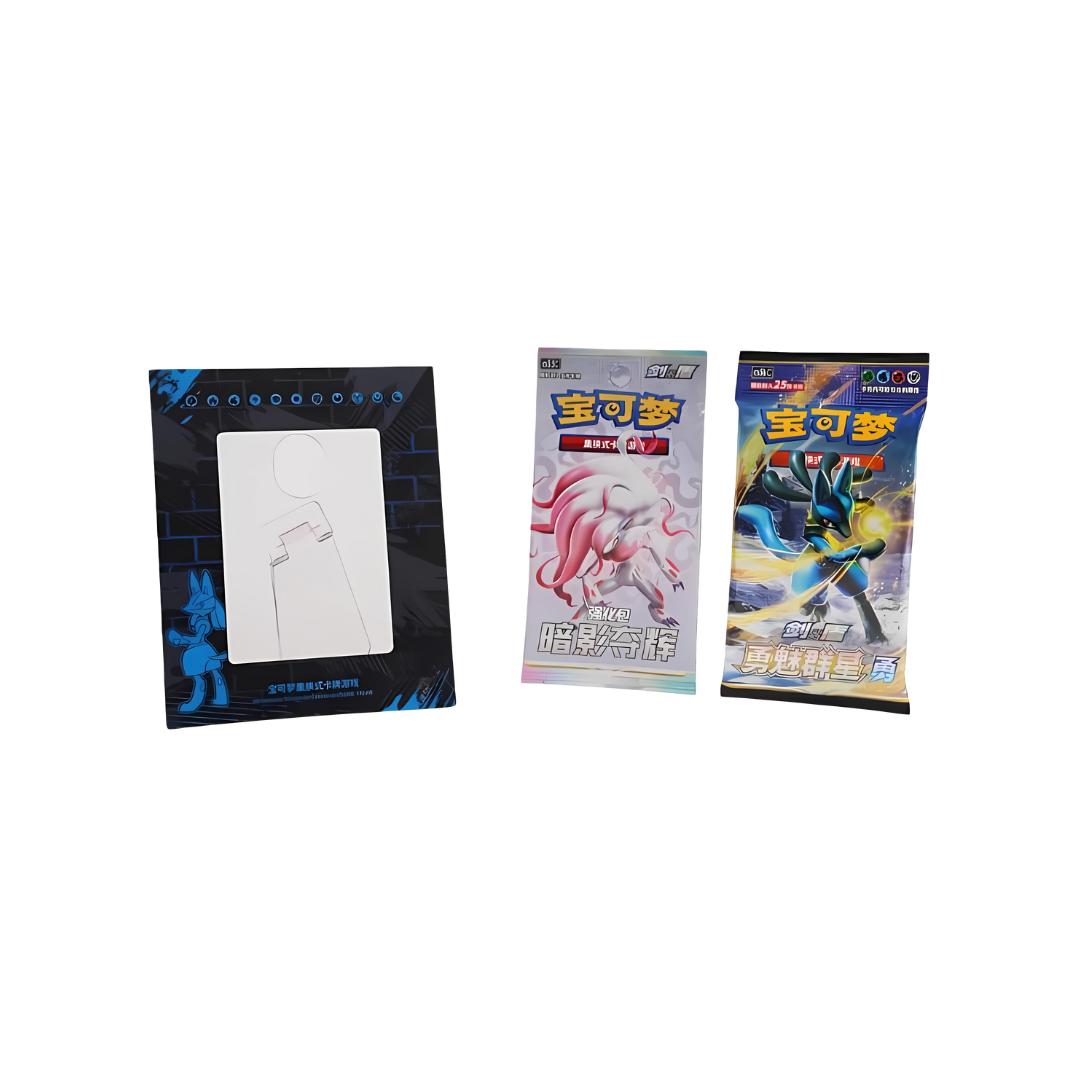 Cadre Card Display Pokémon Lucario chinois, pièce de présentation collection officielle