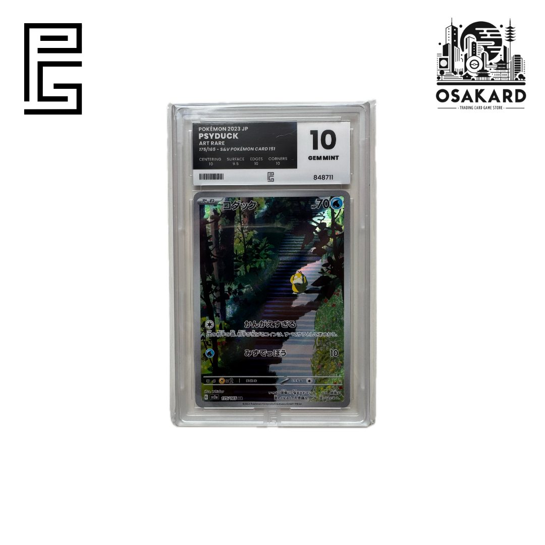 Carte Pokémon Psykokwak 175/165 SV2A japonais gradée Pure Grading 10 Gem Mint, scellée dans son slab