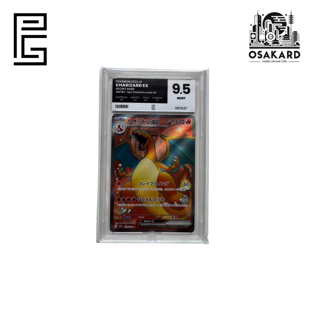 Carte Pokémon Dracaufeu EX 185/165 SV2A 151 japonais gradée Pure Grading 9.5, slab scellé Mint