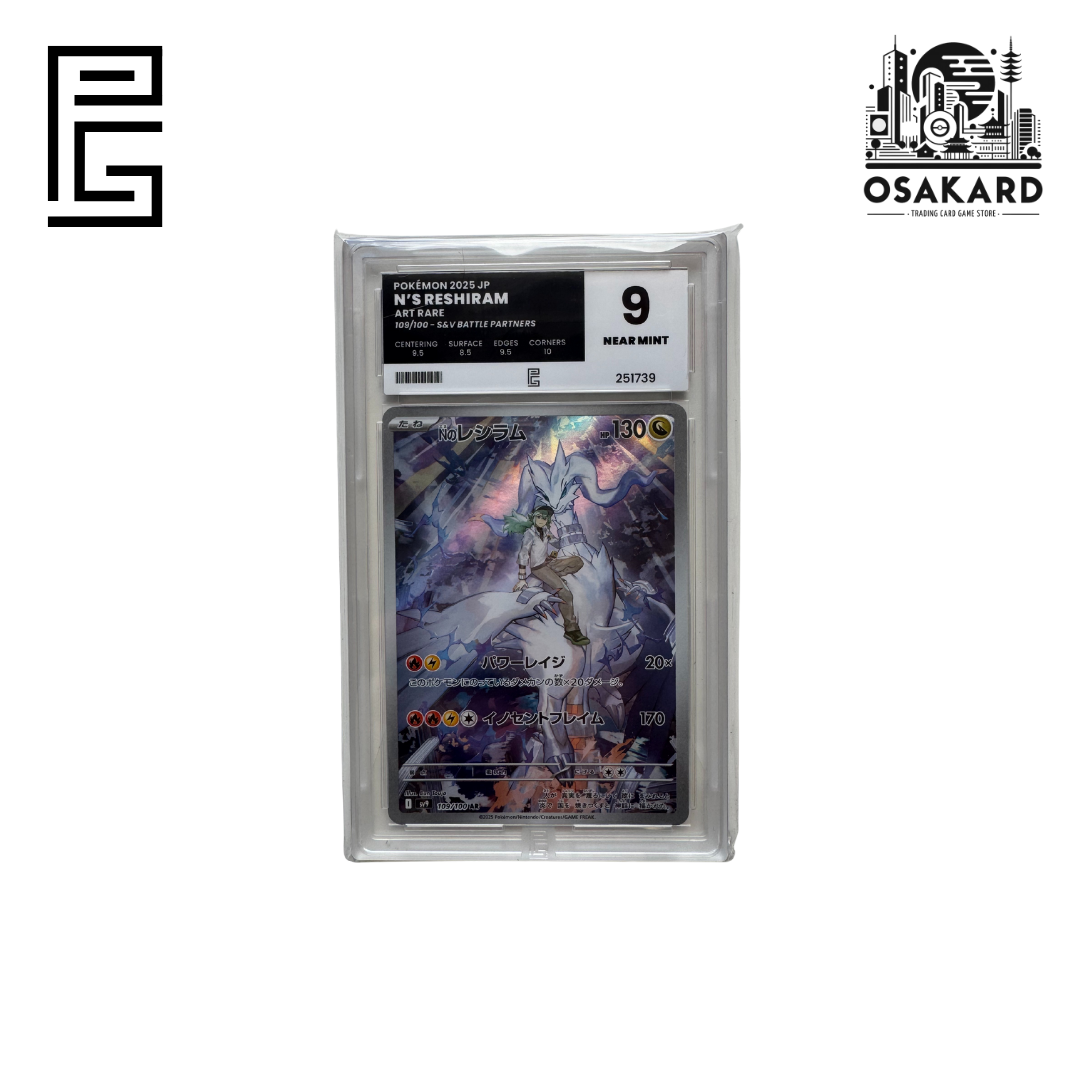Carte Pokémon Reshiram de N 109/100 SV9 Battle Partners japonaise, gradée Pure Grading 9 Near Mint