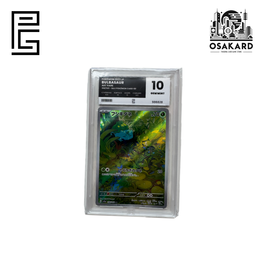 Carte Pokémon Bulbizarre 166/165 SV2A japonais gradée Pure Grading 10 Gem Mint, scellée dans son slab rigide