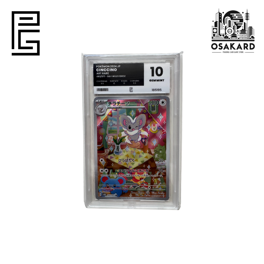 Carte Pokémon Pashmilla 083/071 SV5K Wild Force japonaise, gradée Pure Grading 10 Gem Mint slab scellé